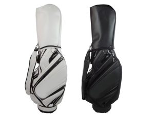 Sac de golf en cuir et pochette pour protection de tête de golf